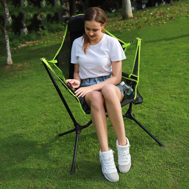 Satin Al Açık Sandalye Balıkçılık Katlanır Ay Sandalye Recliner Kamp Seyahat Taşınabilir Sallanan Sandalye Bahçe Tembel Büyük Sürüm Yastıklar