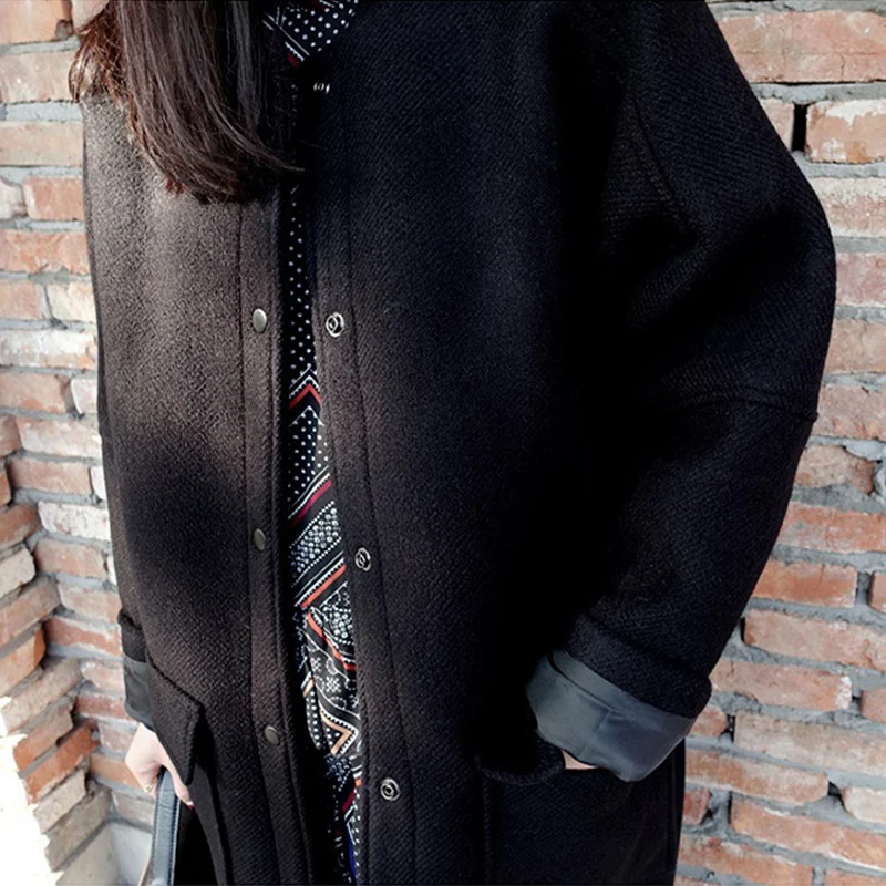 

2020 Autumn And Winter Woolen Coat Women's New Korean Baseball Style Single-Breasted Long-Sleeved Loose Fashion Outerwear Female