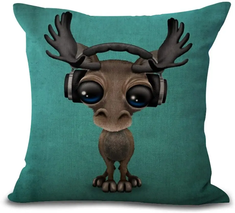 

Животное Американский Лось Кот панда Подушка Чехол наушники Тигр собака слон украшение дома из полиэстера диванная Подушка Наволочка 45 см