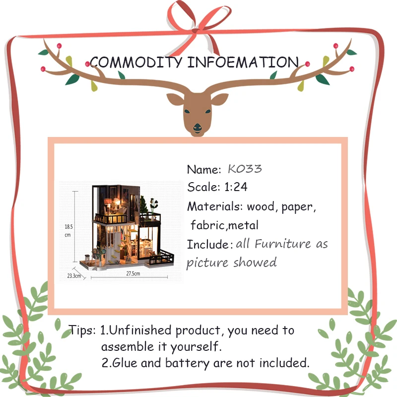 

DIY Doll House Wooden Miniature dollhouse Miniature Doll House With Furniture Kit Villa LED Lights Birthday Gift