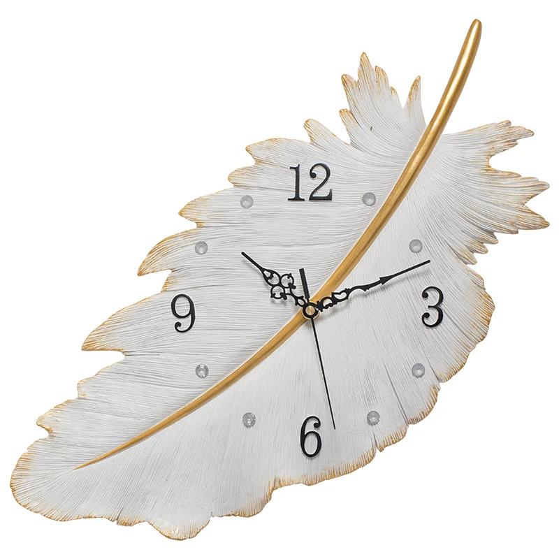 3D Feather Wall Clock Modern Nordic Light Luxury Decorative Living Room Wall Clock Personalized Art Ornaments Mute Clock 23394