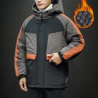 plus size m 5xl casual 2022 winter cotton padded jackets windproof mens hooded parkas outwear patchwork tops thicken warm coats