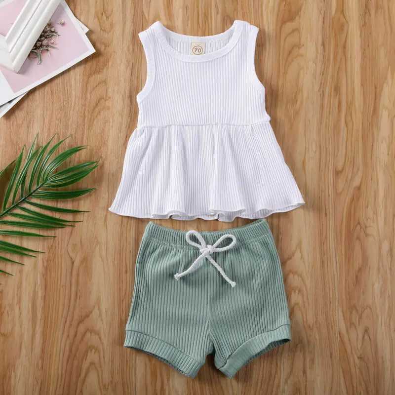 Новое летнее однотонное платье-майка без рукавов для маленьких девочек +