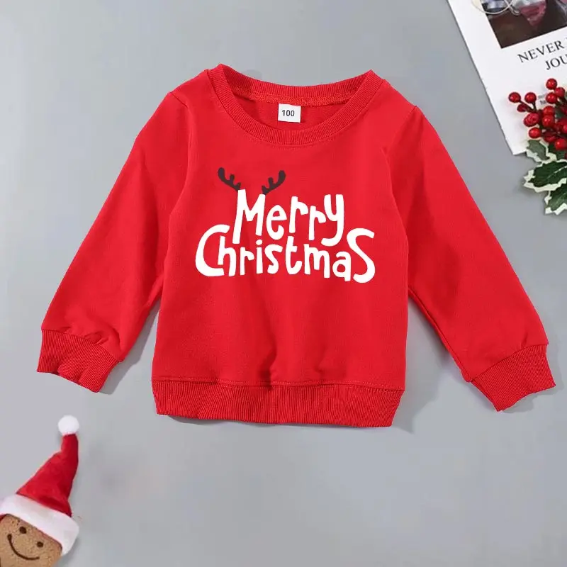 

Christmas clothing creative simplicity round neck children's wear long sleeve sweater cute trend letter printing funny cartoon