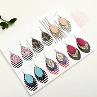 fashion jewelry multi layer sequined pu leather earrings faux leather dangle earrings