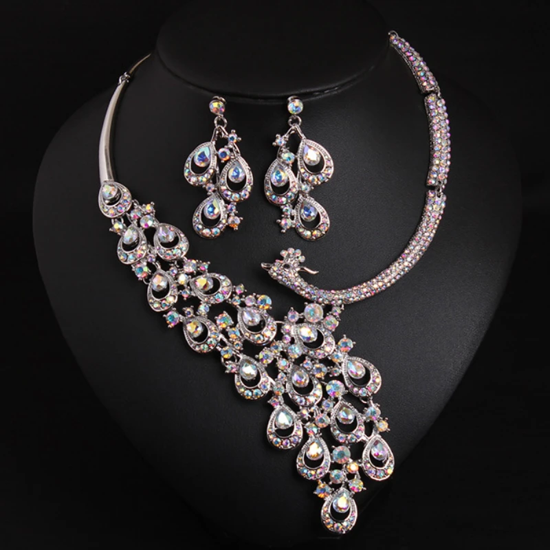 MYDANER Luxury Bridal Jewelry Sets Necklace and Earring Set Multicolor ...