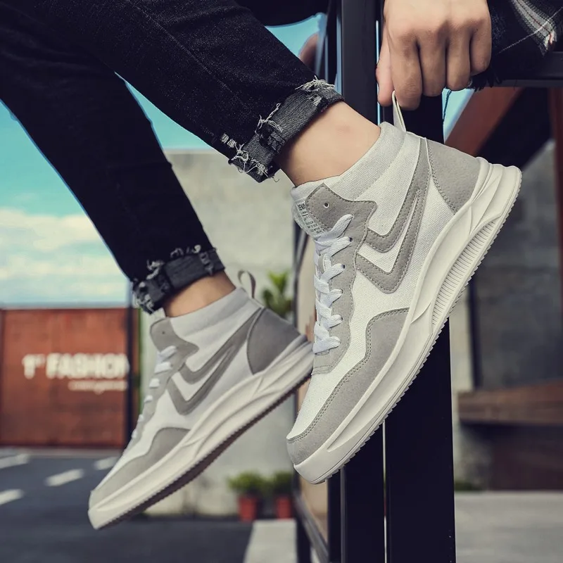 Leader Show Men's Fashion Casual Shoes High Top Sneaker 2019 Spring New Men Quality Non-slip Walking Shoe Zapatillas | Обувь