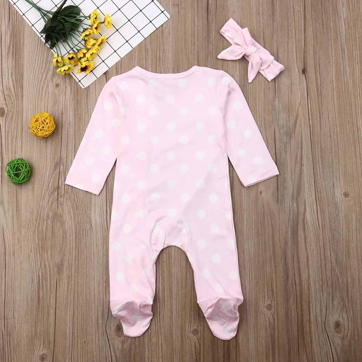 Детский комбинезон 2019 для новорожденных одежда в горошек с цветочным рисунком