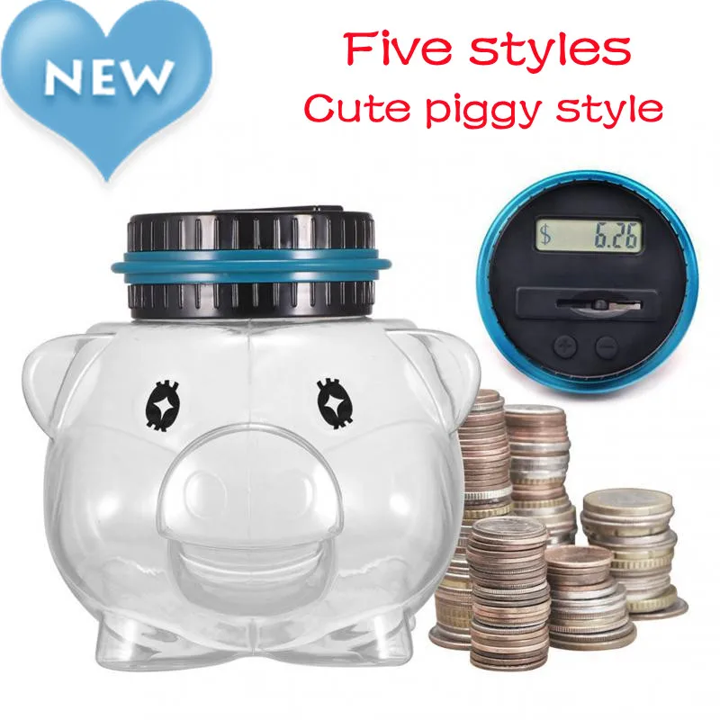 กล่องเงิน Piggy Bank จอแสดงผล LCD อิเล็กทรอนิกส์ดิจิตอลนับเหรียญเงินกล่อง Jar Counter Bank กล่องเด็กที่ดีที่ส...