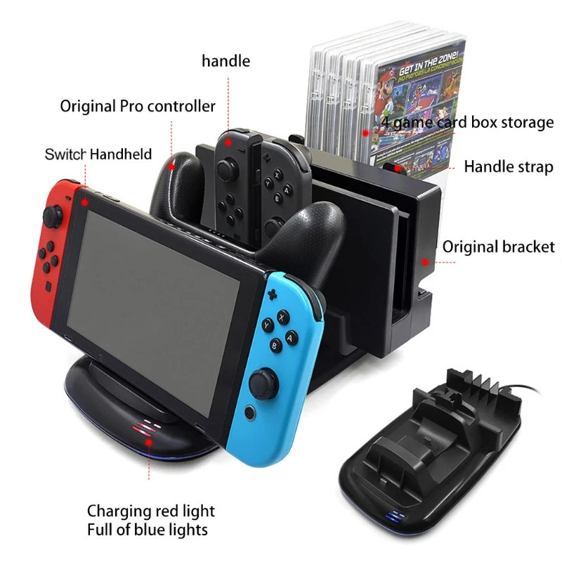 

6 in1 Charging Dock For Nintend Switch Joy-con Controller LED Charger For Nintend Switch Pro Gamepad Charge Stand NS