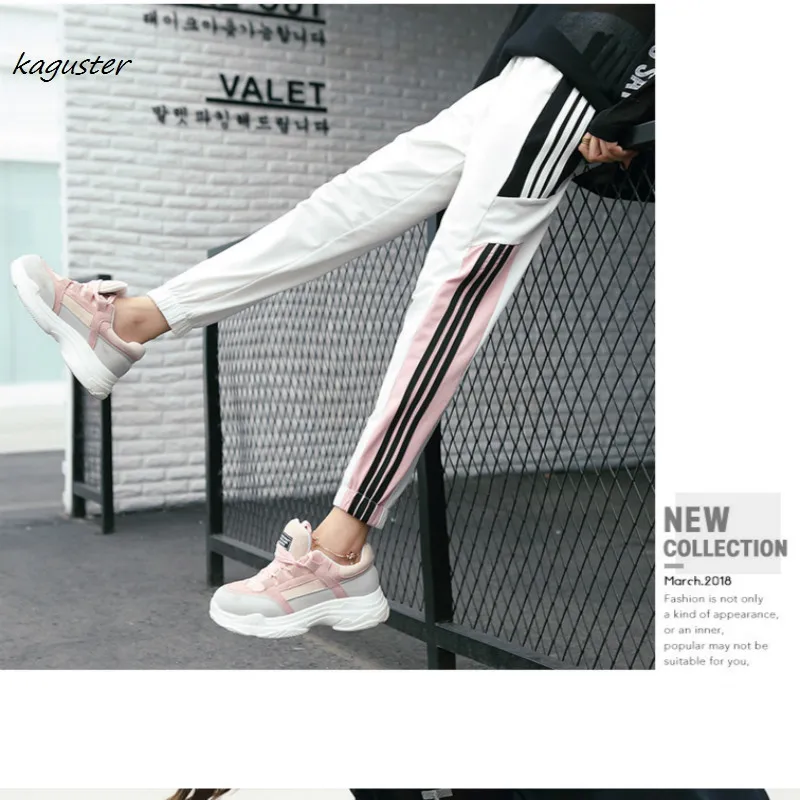 Спортивные штаны женские весенние свободные облегающие со шнуровкой длиной до