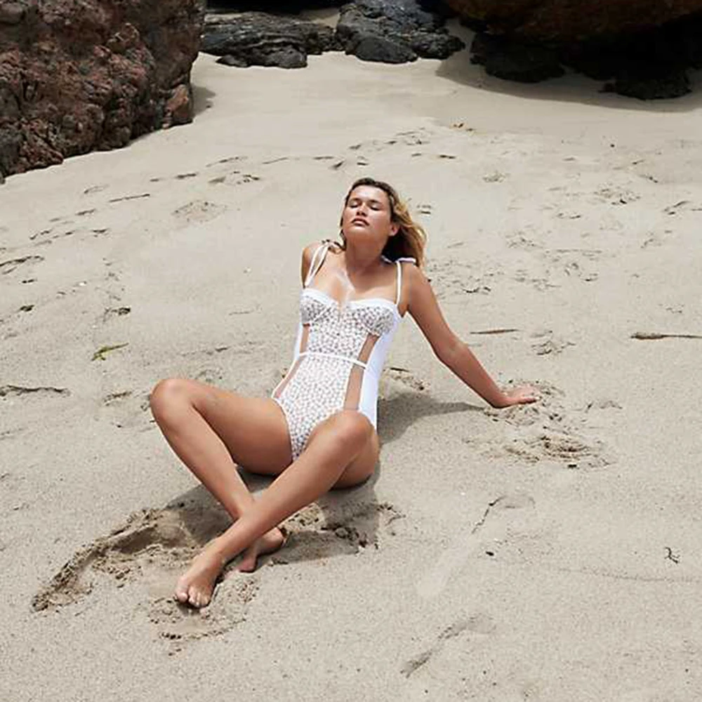 Белый слитный купальник в стиле пэчворк Женский винтажный сексуальный женский