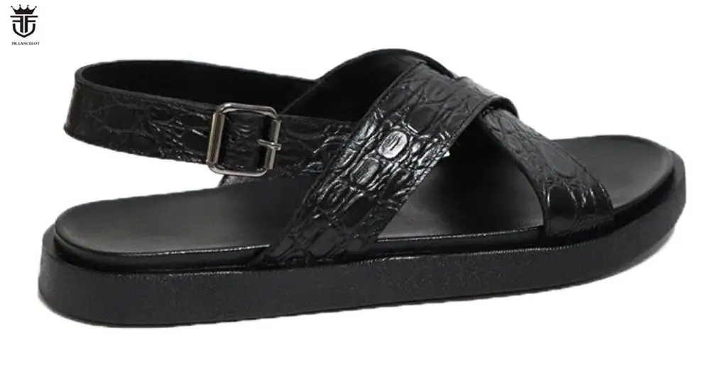 online Fr. Lancelot Novos Homens Gladiador Sandálias De Salto Plano Sapatos De Verão Para Homens Sandálias De Salto Grosso Fivela Starp Praia Apartamentos