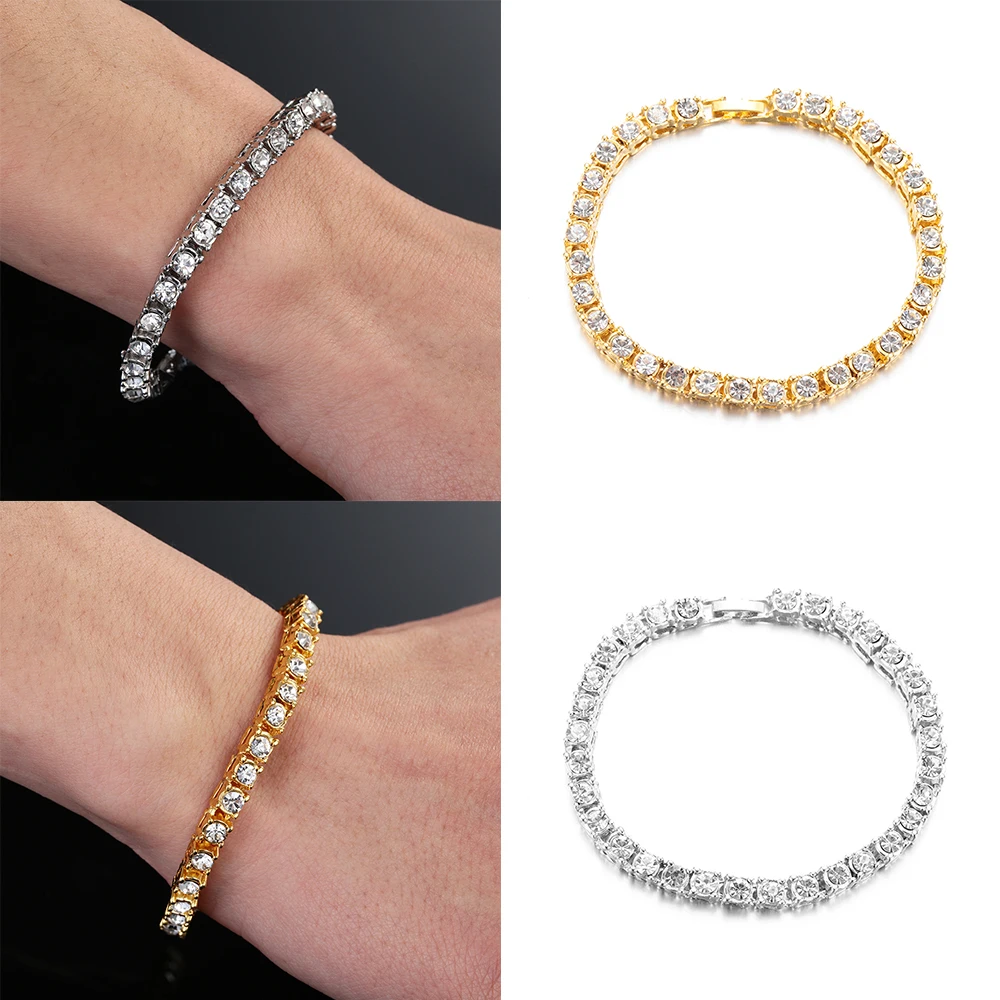 1 шт. хип хоп мужской браслет со льдом и бриллиантами Однорядный Теннисный с