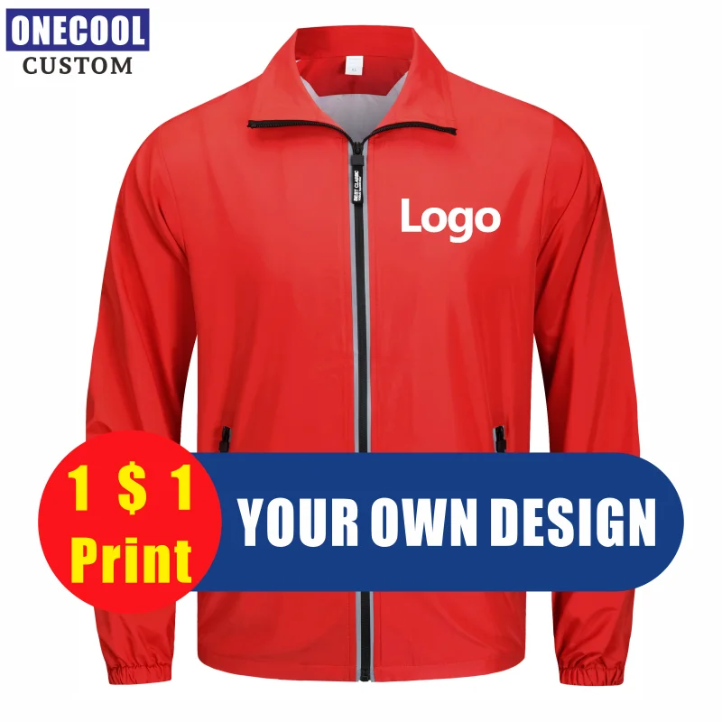 6 Colors Men And Women Casual Thin Windbreaker Custom Logo Print Team Brand Text Embroidered Zipper Jacket ONECOOL