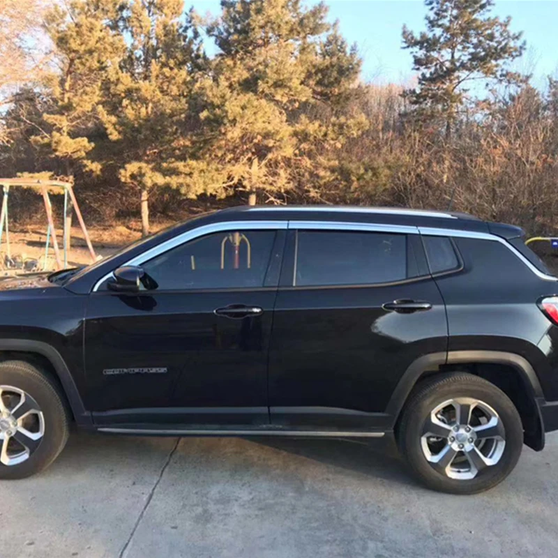 

Use For Jeep Compass 2017--2019 Year 6 Pcs Windows Visor Body Kit Door Accessories Electroplated Parts Rain Sun Shield