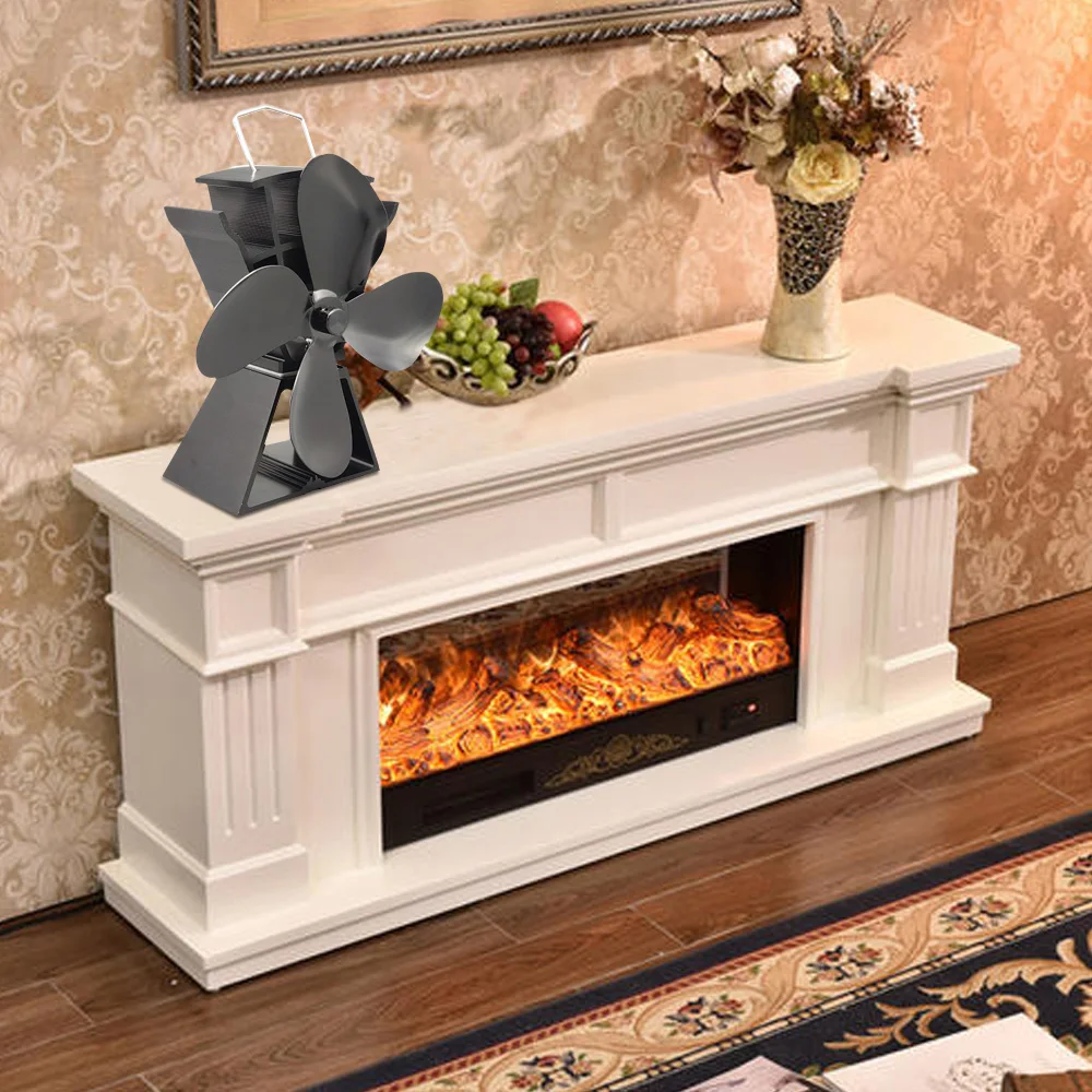 Новый бытовой тихий вентилятор для камина 4 лезвия Вентилятор печи работающий от