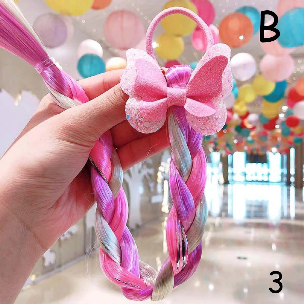 Diademas de colores para ni&ntilde;a, lazo de sirena, corbata para el pelo, diadema larga trenzada-4