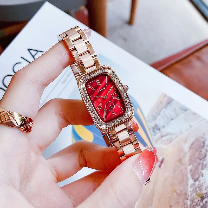 New Green Women Watches Waterproof  Fashipin Ladies Square Quartz Watch Analog Display Ladies Watch Luxury montre femme +Box