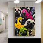 Милые Мопсы граффити Искусство Акварель животные принты на холсте искусство на стену собаки декоративные картины для гостиной Куадрос домашний декор