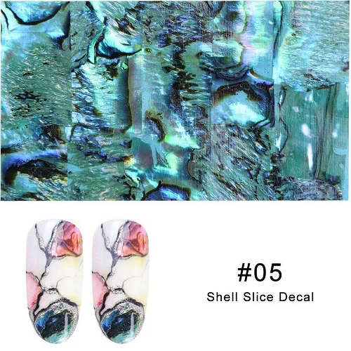 05 1Pc 3D Pearl Nails Polish Foils Glimmer Abalone Shell Pattern Nail Stickers Wraps Marble Mermaid DIY Nail Art Decoration - Цвет: 05
