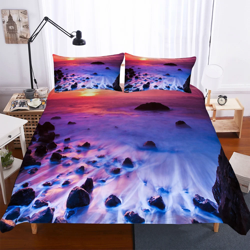 

Quilts and Bedding Sets 3d Peak Sunrise Printed Duvet Cover with Pillowcase for Adult Queen Single Size