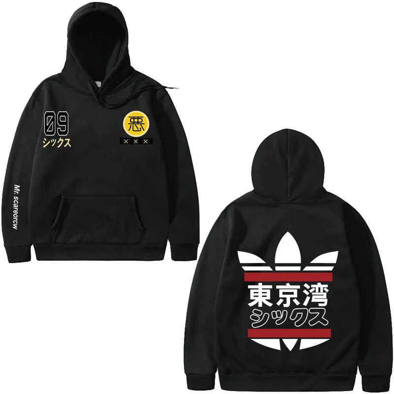 

2020 Women Men Japan Tokyo Bay Letter Print Hoodies Harajuku Plus Size Hoodies Casual Streetwear Tops Black White Sweatshirt