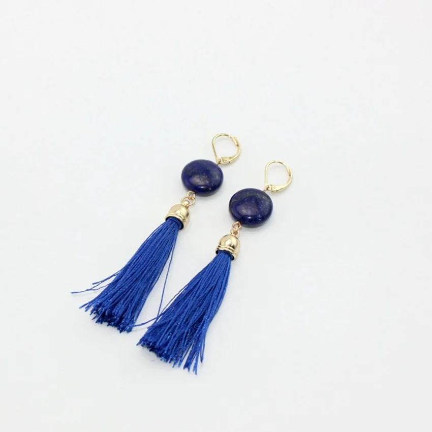 Женские круглые серьги подвески в этническом стиле светло желтого золота с