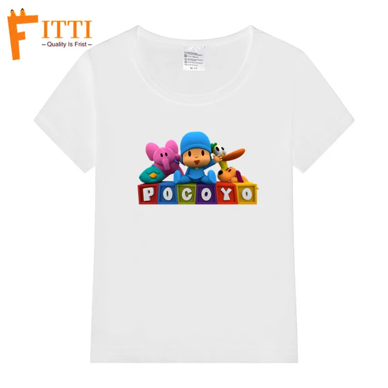 Одинаковые комплекты для семьи; Черная хлопковая Футболка с принтом Pocoyo; одинаковые комплекты для семьи; одежда для папы, дочки, сына, мамы и меня - Цвет: T127O-White