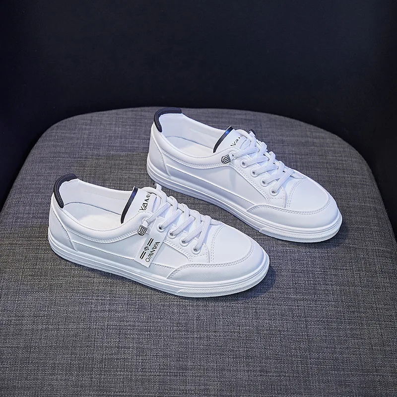 

Кроссовки для скейтборда женские, ПУ кожа, плоская подошва, Повседневная Удобная Обувь для студентов, белые, на осень