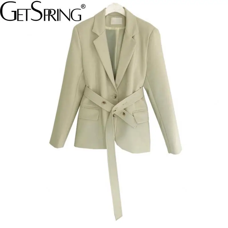 

Getspring Женский блейзер, винтажный Женский блейзер, блейзеры и куртки, подходящие ко всему, повседневные Черные, хаки модные Костюмные пальто ...