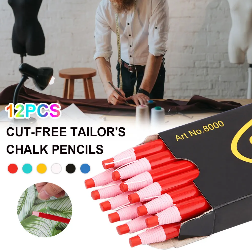 

12pcs Colorful Cut-free Sewing Tailor's Chalk Pencils Fabric Marker Pen for Tailor Sewing Accessories Sewing Chalk Pencil