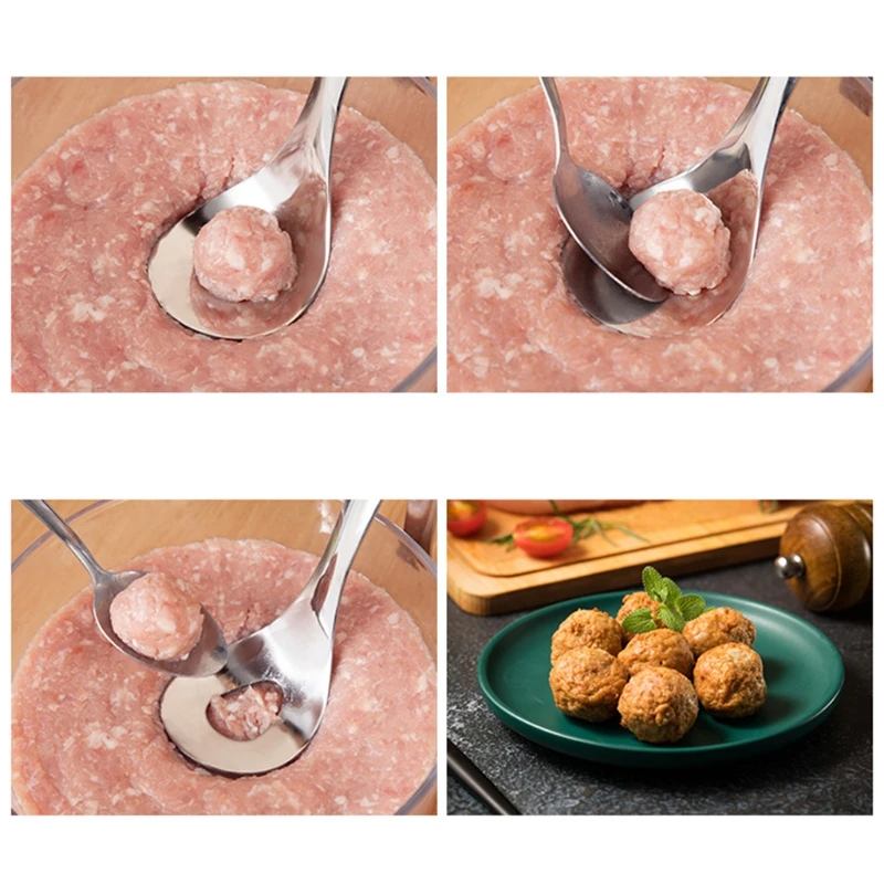 

Household Manual Non-Stick Meatball Maker Stainless Kitchen Meat Ball Spoon 57BB