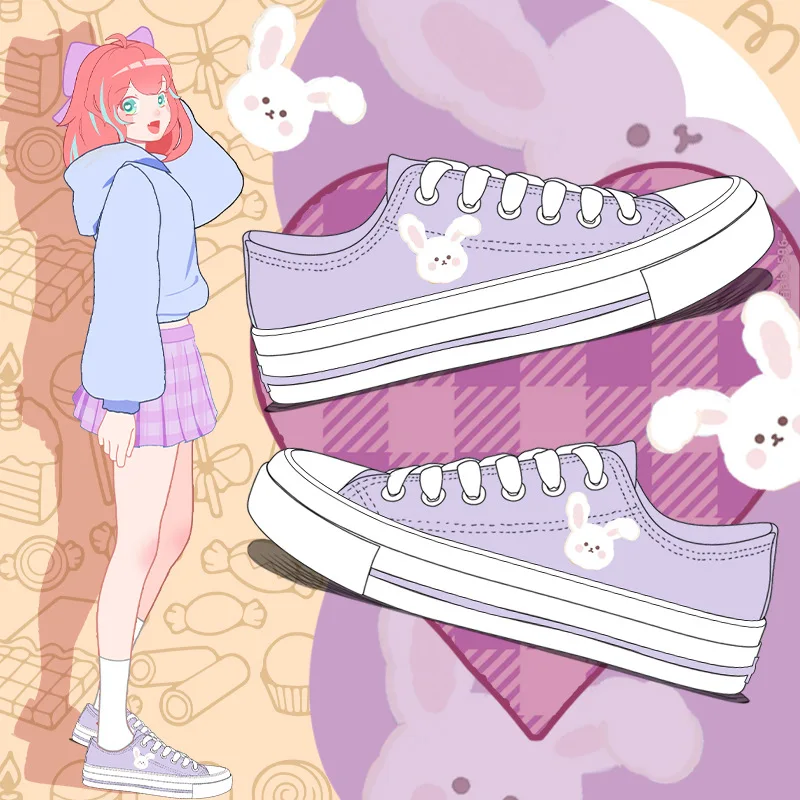 

Женские парусиновые туфли с принтом, фиолетовые повседневные туфли на плоской подошве, обувь для девочек и студентов, Вулканизированная об...