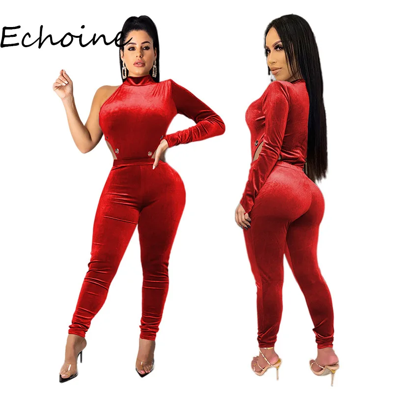 Женский бархатный комплект из 2 предметов боди с высоким воротником и длинные