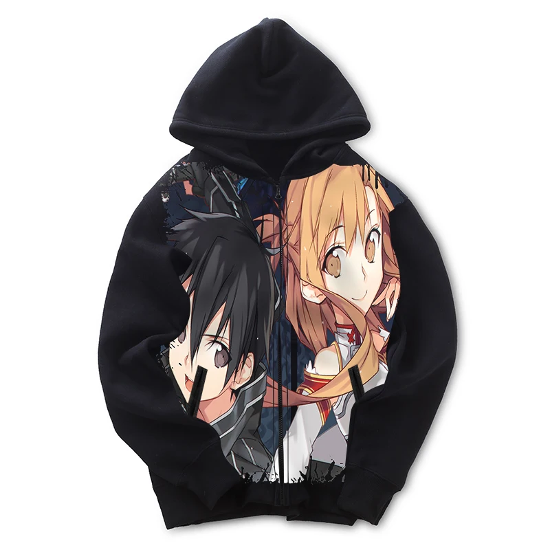

Толстовка унисекс с изображением аниме меча онлайн, толстовка Kirigaya Kazuto Yuuki Asuna, толстовка с капюшоном, куртка, пальто, кардиган
