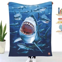 home decoration sea shark blanket cartoon 3d printed sofa bedroom decorative blanket children adult christmas gift