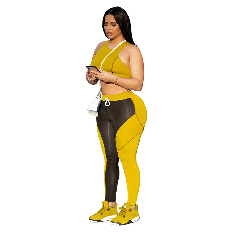 

Женский комплект из двух предметов, короткий топ и брюки-карандаш с завязками на талии