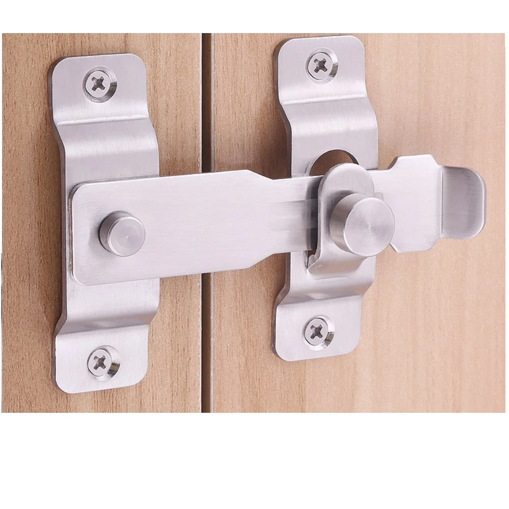 

1PC Home Safety Door Lock Hardware Guard Bolt Sliding Window Door Lock Handle Stainless Steel Door Latch With Screws