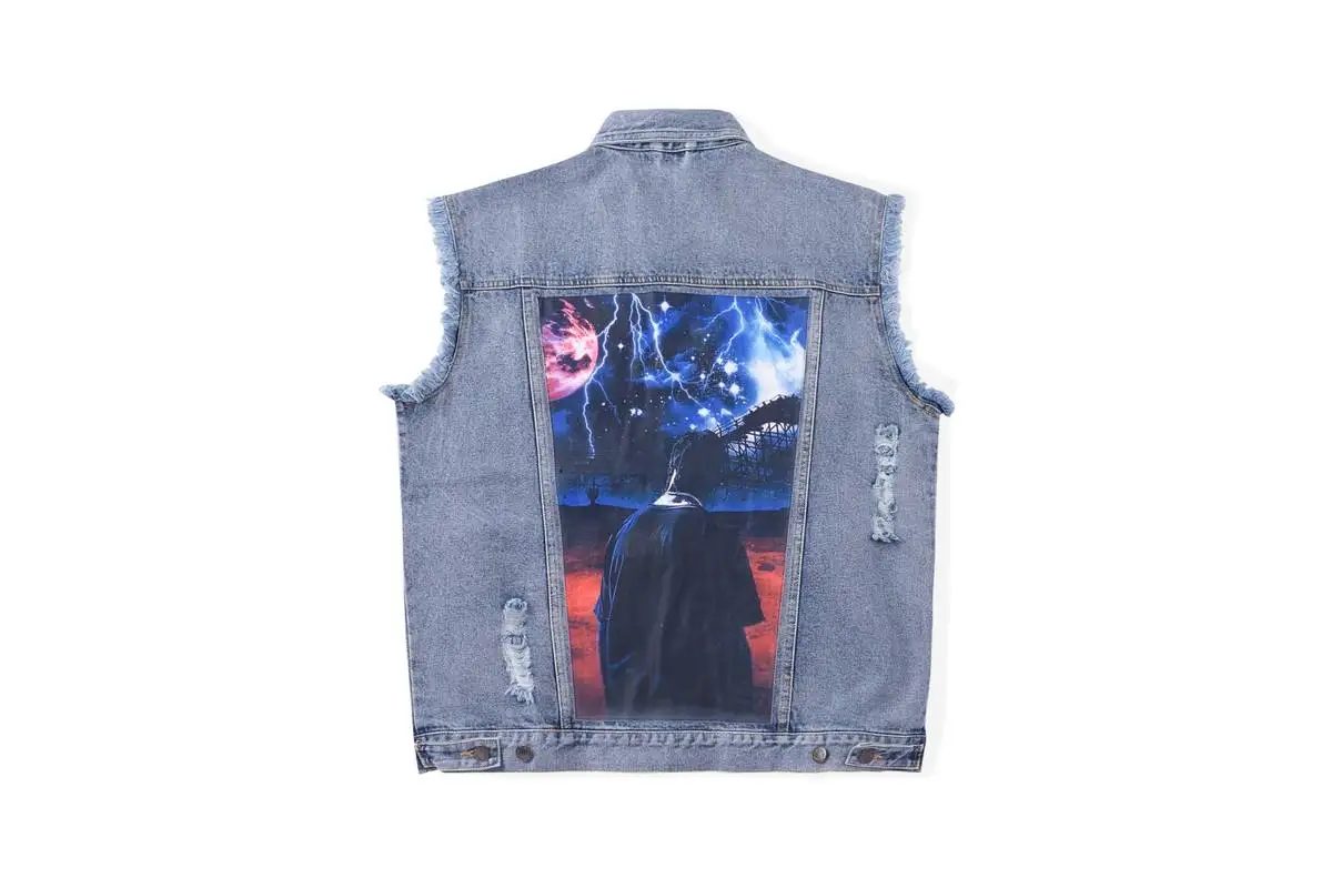 

Travis Scott Jacket Sleeveless Cactus Jack Denim Vest Astroworld Coat Cowboy streetwear hip hop Jean Astroworld Jacket men women