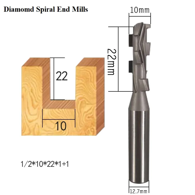 Diamond PCD woodworking cnc milling cutter two flute spiral Shank Cleaning Bottom Endmill wood turning tools CVD Slotter router