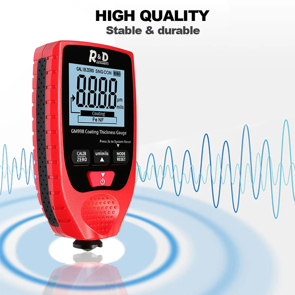 

Home Car Paint Multifunction Battery Powered Handheld Auto Power Off Portable Thickness Gauge Meter Industrial Anti Slip Compact