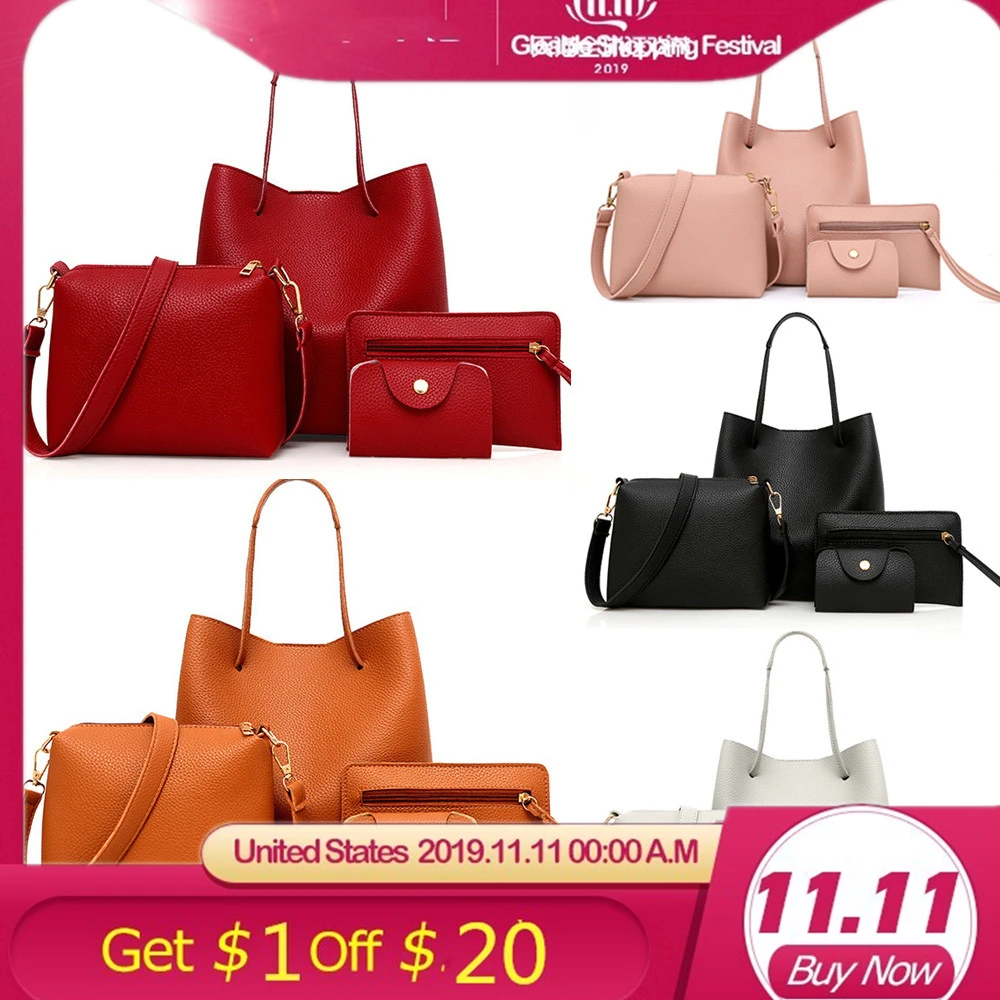 Модные женские сумки 4 шт./компл. композитные женская сумка на плечо тоут