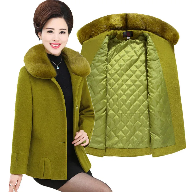 

Winter Woolen Overcoat Elegant High-end Solid Color Blend Wool Coat Large Size 4XL Warm Jacket Short Slim Women Coat Chaqueta
