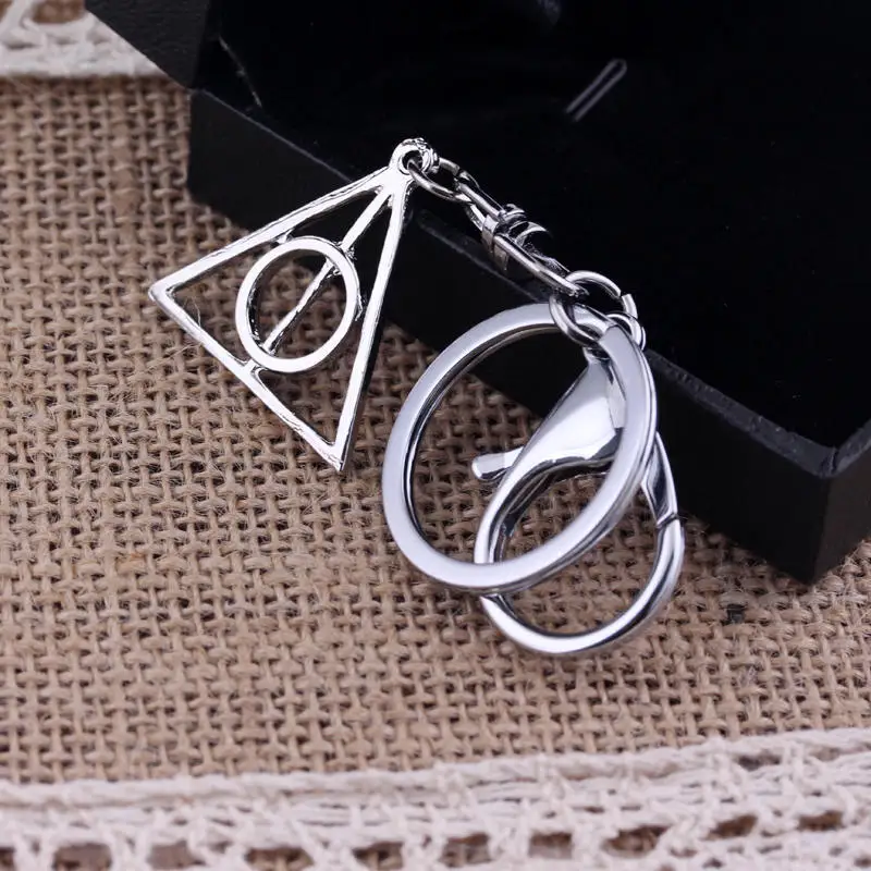 

Deathly Hallows Pendant Keychain Luna Triangle key chain Key Rings For Women Men Gift Chaveiro Car Keychain Jewelry