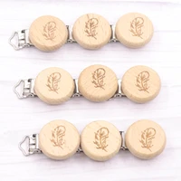 50pcs beech wood baby pacifier clips round dummy clip diy paci chain accessories chemical free wooden pacifier holder