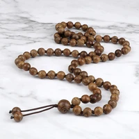6 8mm beaded necklace men buhhist prayer handmade knotted wooden beads bracelet women yoga meditation jewelry bohemian necklaces
