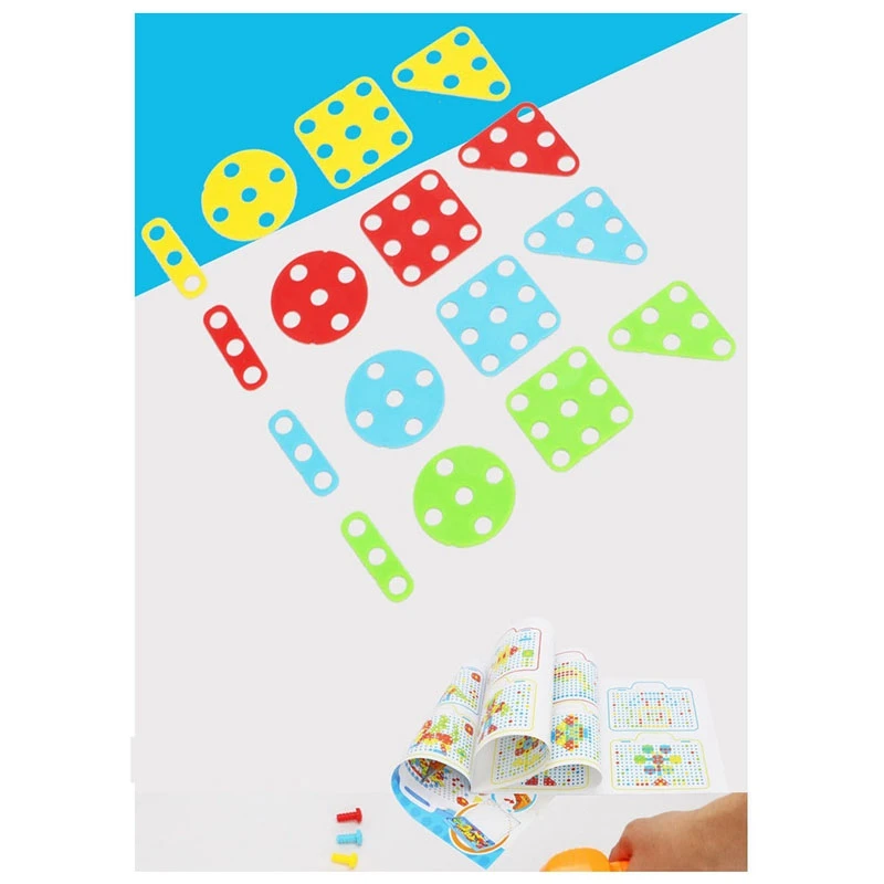 

Drilling Screw 3D Creative Mosaic Puzzle Toys for Children Building Bricks Educational Toys Kids DIY Electric Drill Set