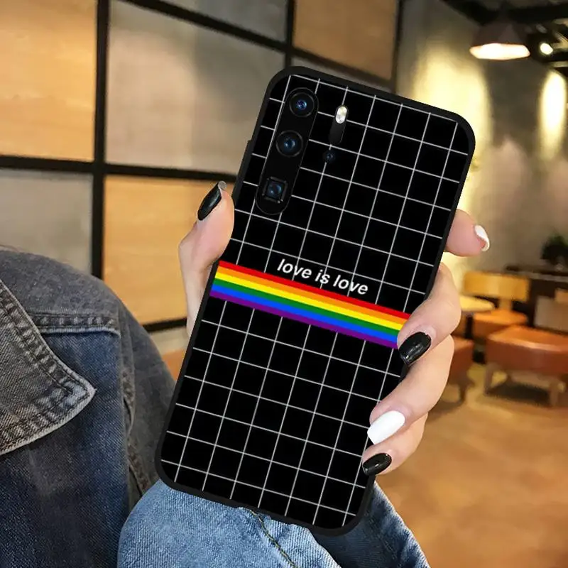 Радужный клетчатый чехол для телефона с надписью love геев Huawei P9 P10 P20 P30 Lite 2016 2017 2019
