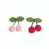 pompon fur ball cherry hair clip for women cute pom pom cherry barrette hair ornament brooch accessories wedding party girl gift